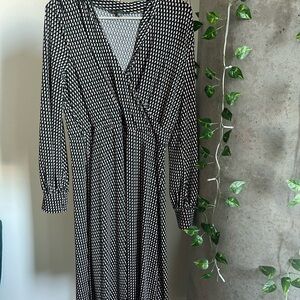 Adrianna Papell Black and White Geometric Wrap Maxi Dress